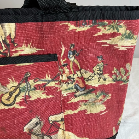 Sally Spicer, Western cowboy rodeo canvas, double handle tote bag - Picture 3 of 16